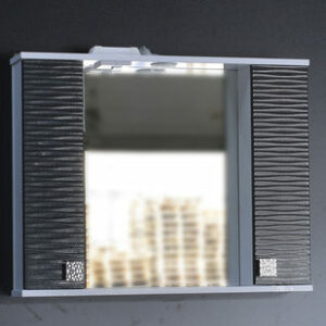Зеркало + шкаф 'FIESTA-80' волна 3D (черный мет.) 800*650*150