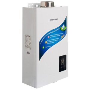 Газовый водонагреватель Superflame SF0424 Т 12л белый Турбо с модул(Мощ.24 кВт,расх. воды 12 л/мин)