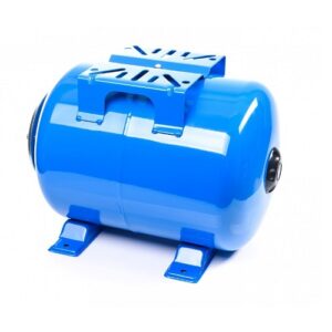 Гидроаккумулятор СТК 19л горизонтальный с площадкой, G1', ПЛАСТ. ФЛАНЕЦ, синий